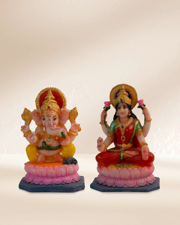 Maa Laxmi and Ganesha - Sitting on Lotus
