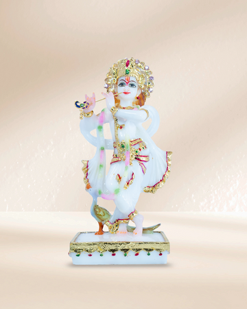 Lord Krishna Playing Flute (White)