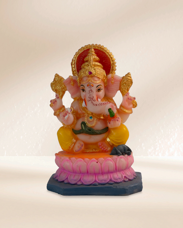 Lord Ganesha - Sitting on Lotus (Composite Marble)