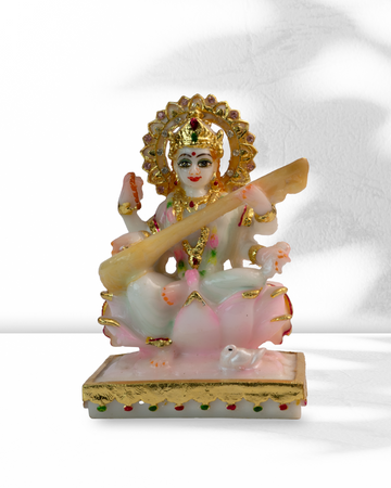 Maa Saraswati - Sitting on Lotus (White)