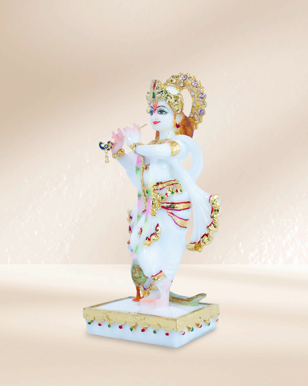 Lord Krishna Playing Flute (White)