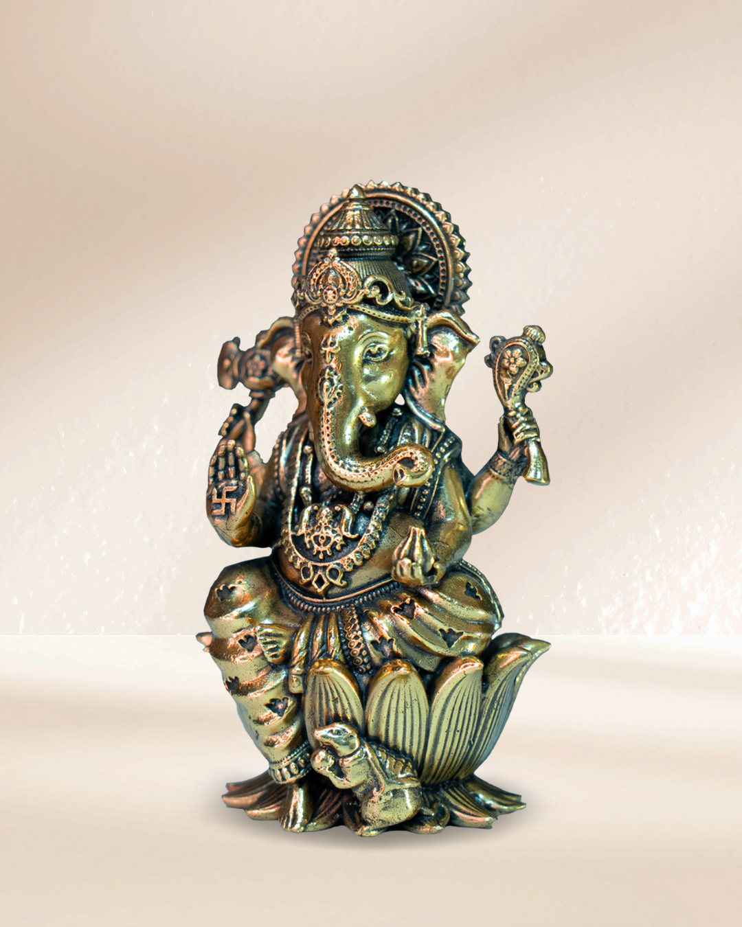 Ashtadhatu Lord Ganesha Sitting on Lotus