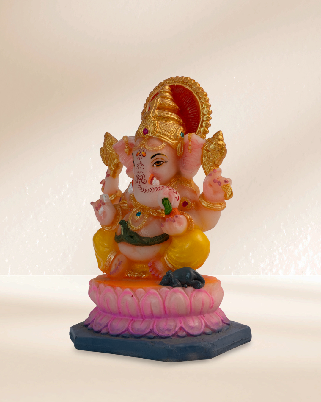 Lord Ganesha - Sitting on Lotus (Composite Marble)