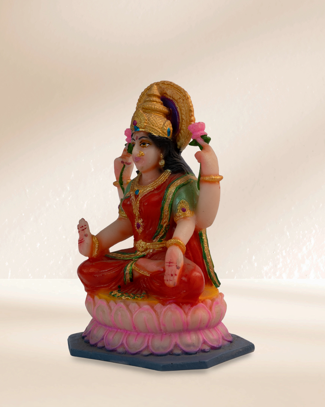 Maa Laxmi - Sitting on Lotus (Composite Marble)