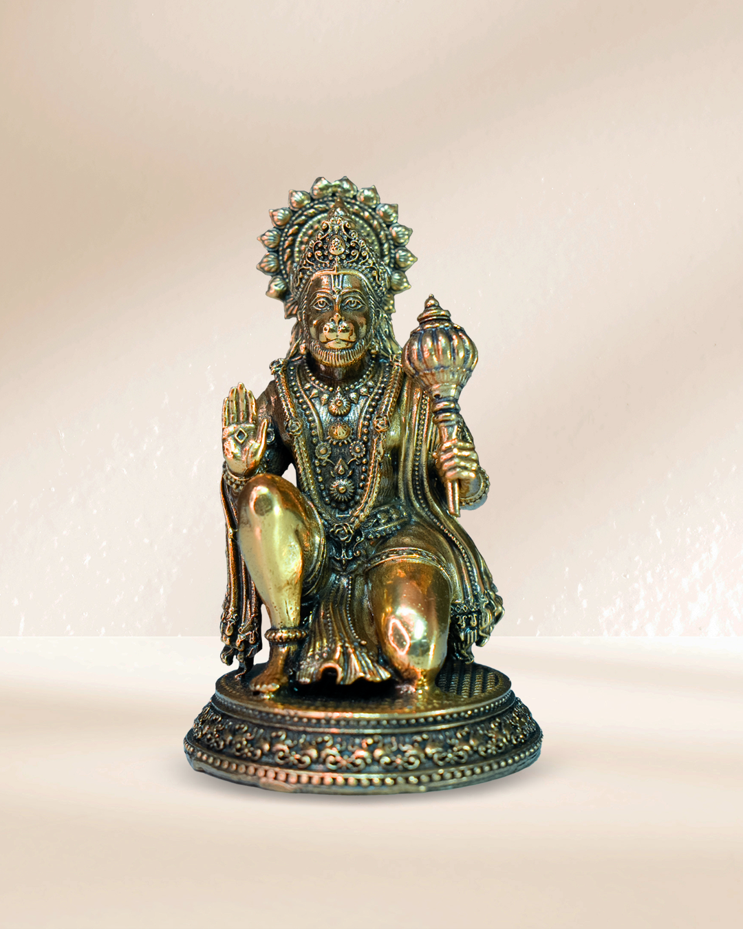 Ashtadhatu Lord Hanuman - Majestic Sitting Pose