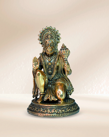 Ashtadhatu Lord Hanuman - Majestic Sitting Pose